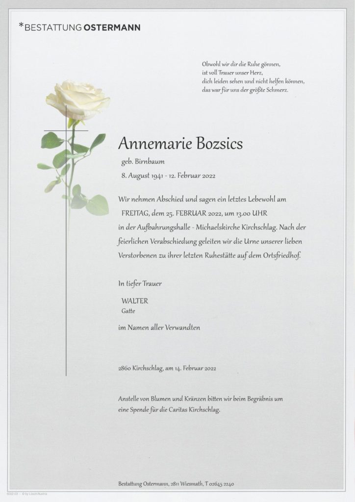Annemarie Bozsics (80)