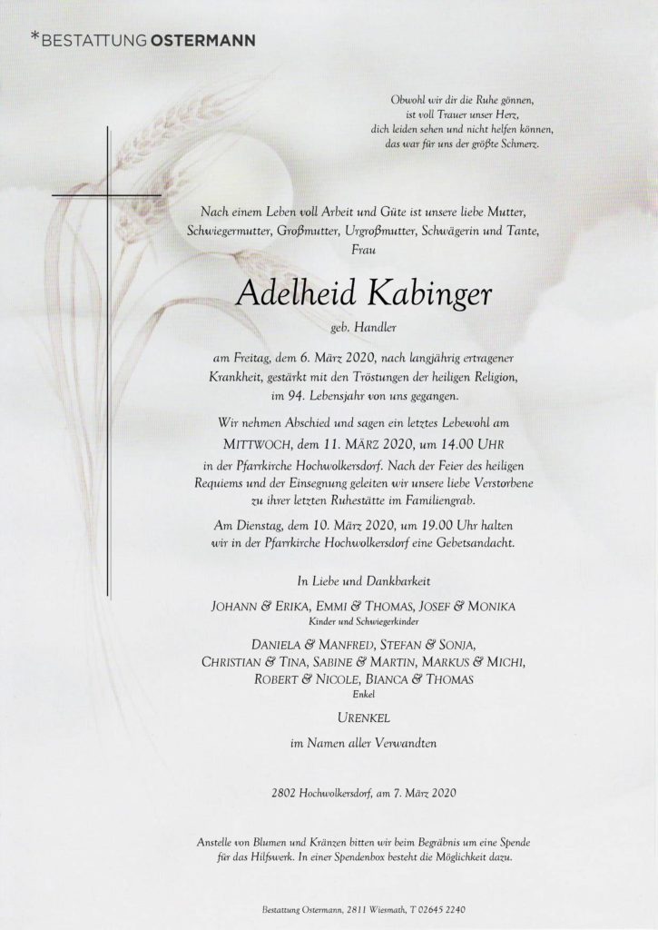 Adelheid Kabinger (93)