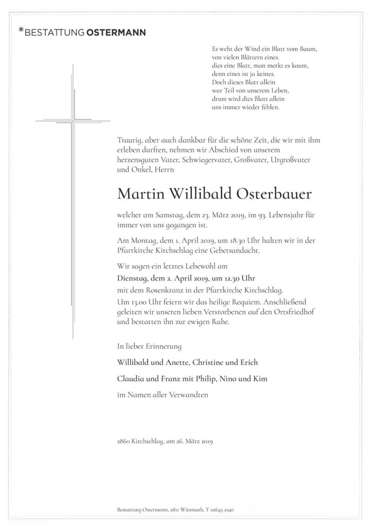 Martin Willibald Osterbauer (92)