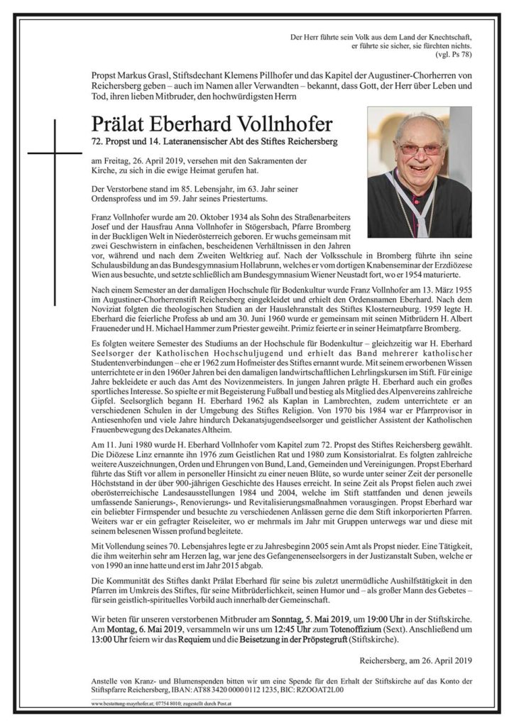 Prälat Eberhard Vollnhofer (84)